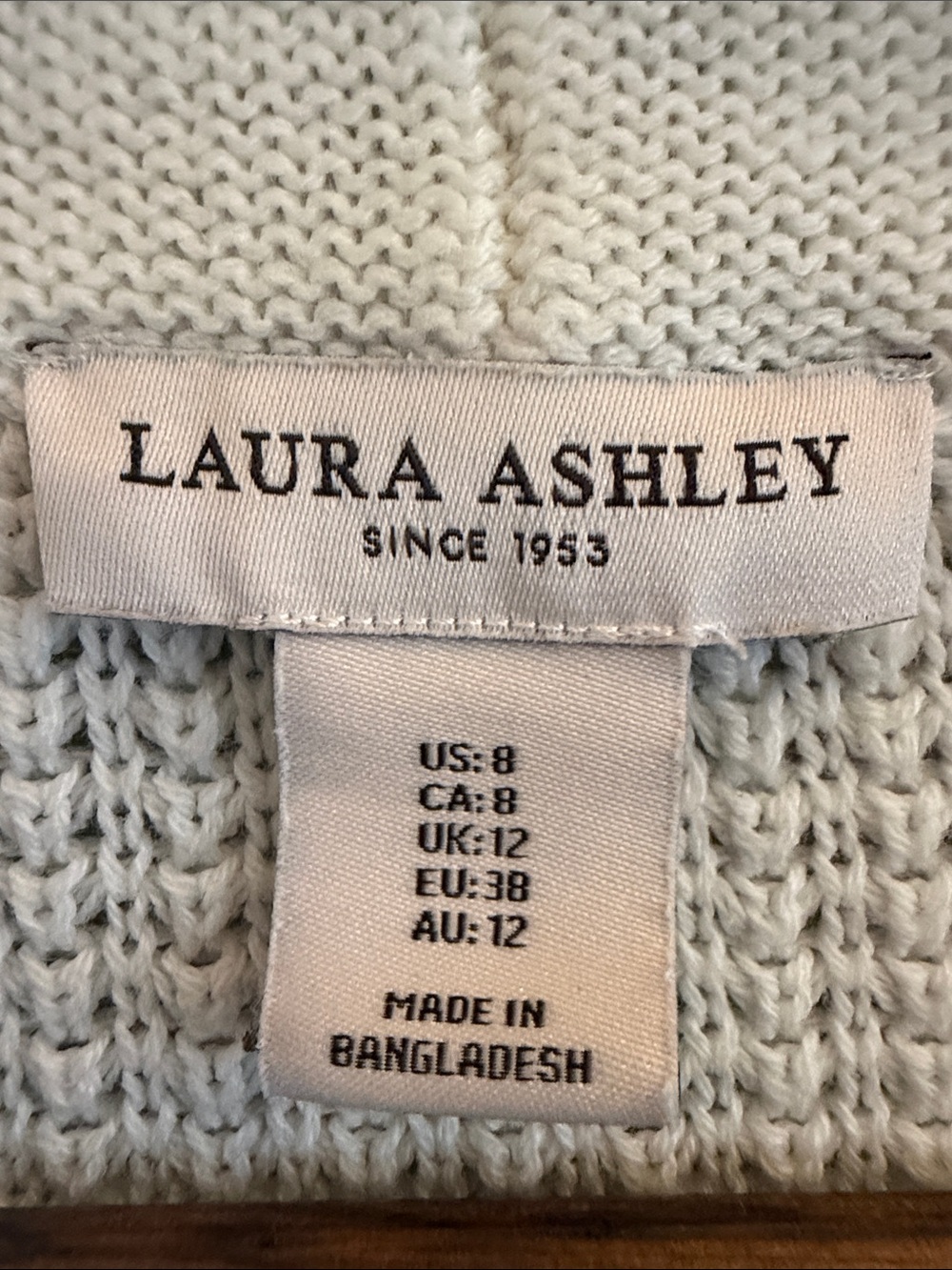 Laura Ashley White Cropped Open Front Knit Cardigan Sweater Women’s US 8 - Picture 5 of 7